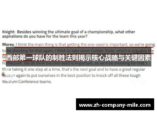 西部第一球队的制胜法则揭示核心战略与关键因素 西部第一球队的制胜法则揭示核心战略与关键因素
