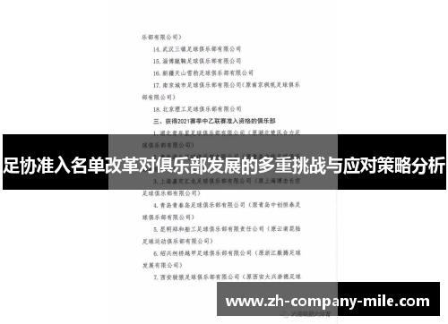 足协准入名单改革对俱乐部发展的多重挑战与应对策略分析 足协准入名单改革对俱乐部发展的多重挑战与应对策略分析